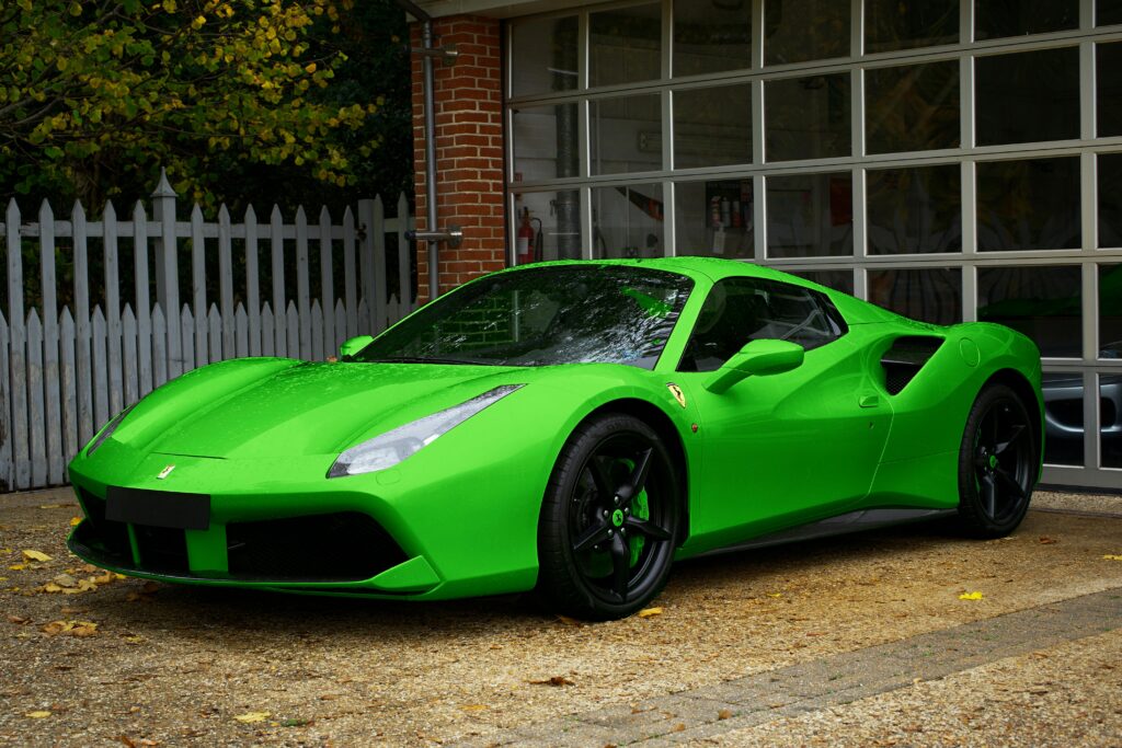 Ferrari 488 GTB green supercar